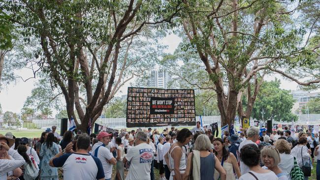 The protesters wish to reflect on the Israeli people killed during the October 7 attacks. Picture: NCA NewsWire / Flavio Brancaleone