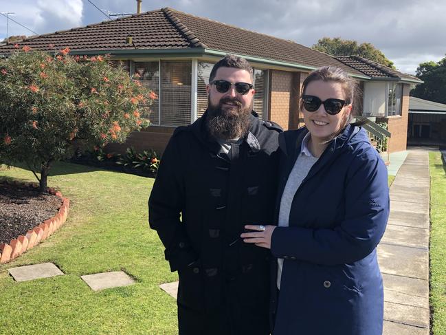 First-home buyers Nick and Ash Hawkins at 1 Voce Court, Belmont.