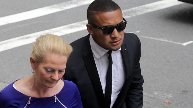 Jamil Hopoate arrives at court before being sentenced to jail.