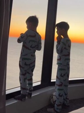 Nadia Bartel’s boys enjoy a beach holiday in style. Picture: Instagram