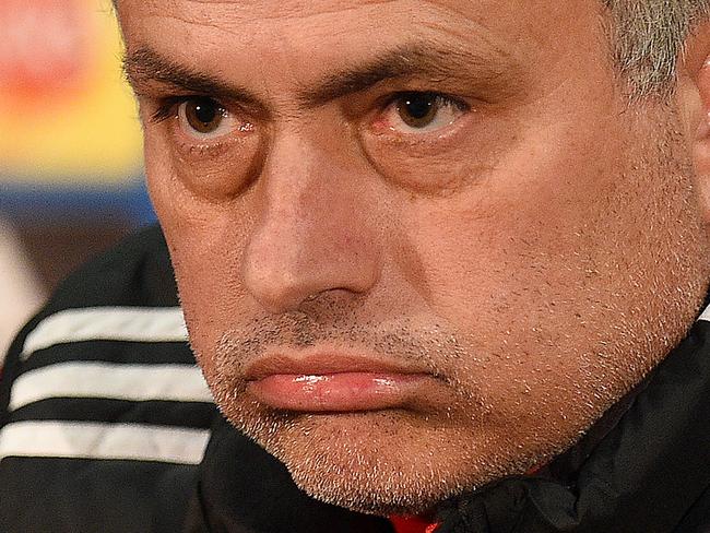 Manchester United's Portuguese manager Jose Mourinho attends a press conference following a team training session, at Old Trafford stadium in Manchester, north west England on March 12, 2018, on the eve of their UEFA Champions League round of 16 second-leg football match against Sevilla. / AFP PHOTO / Oli SCARFF