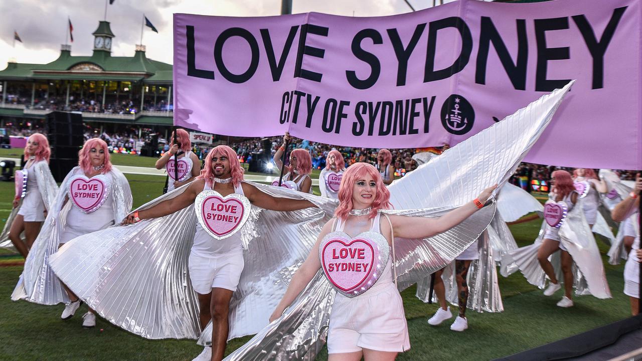 Plenty of love at Sydney’s Mardi Gras. Picture: NCA NewsWire/Flavio Brancaleone