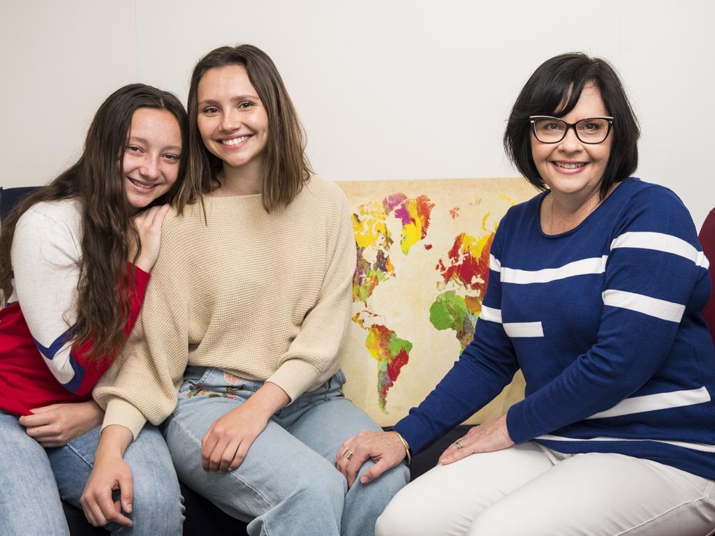 Allyssa (left) and Samantha Rix with mum and Bonjour Toowoomba owner Jenny Rix. Picture: Kevin Farmer