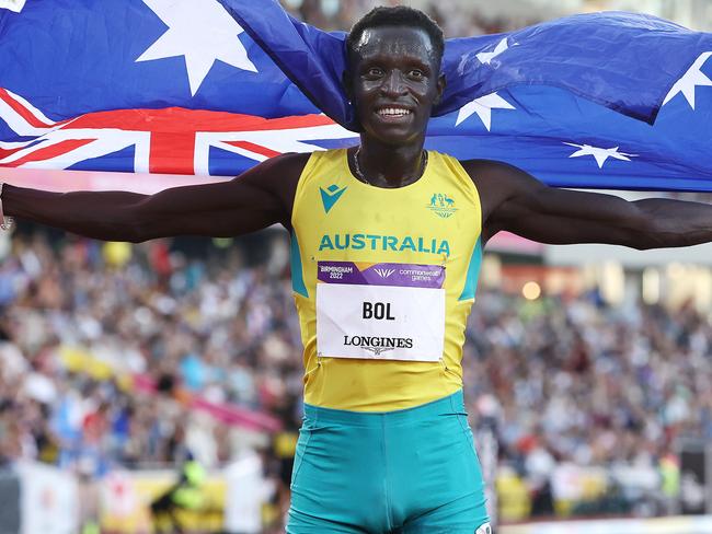 BIRMINGHAM 2022 COMMONWEALTH GAMES. 07/08/2022   .  Track and Field at Alexander Stadium.  Mens 800 mtr final . Australian Peter Bol after finishing 2nd behind Wyclife Kimyanal of Kenya . Picture: Michael Klein