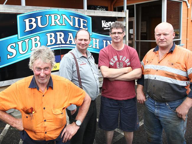Milton McLaren, Gary Bramich, Dion Russell and Paul Rawlings outside the Burnie RSL