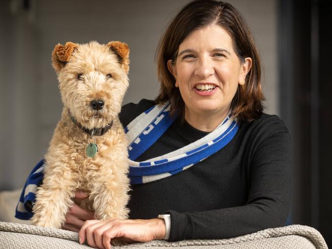 Sonja Hood at home with her dog Lily. Picture: Tony Gough