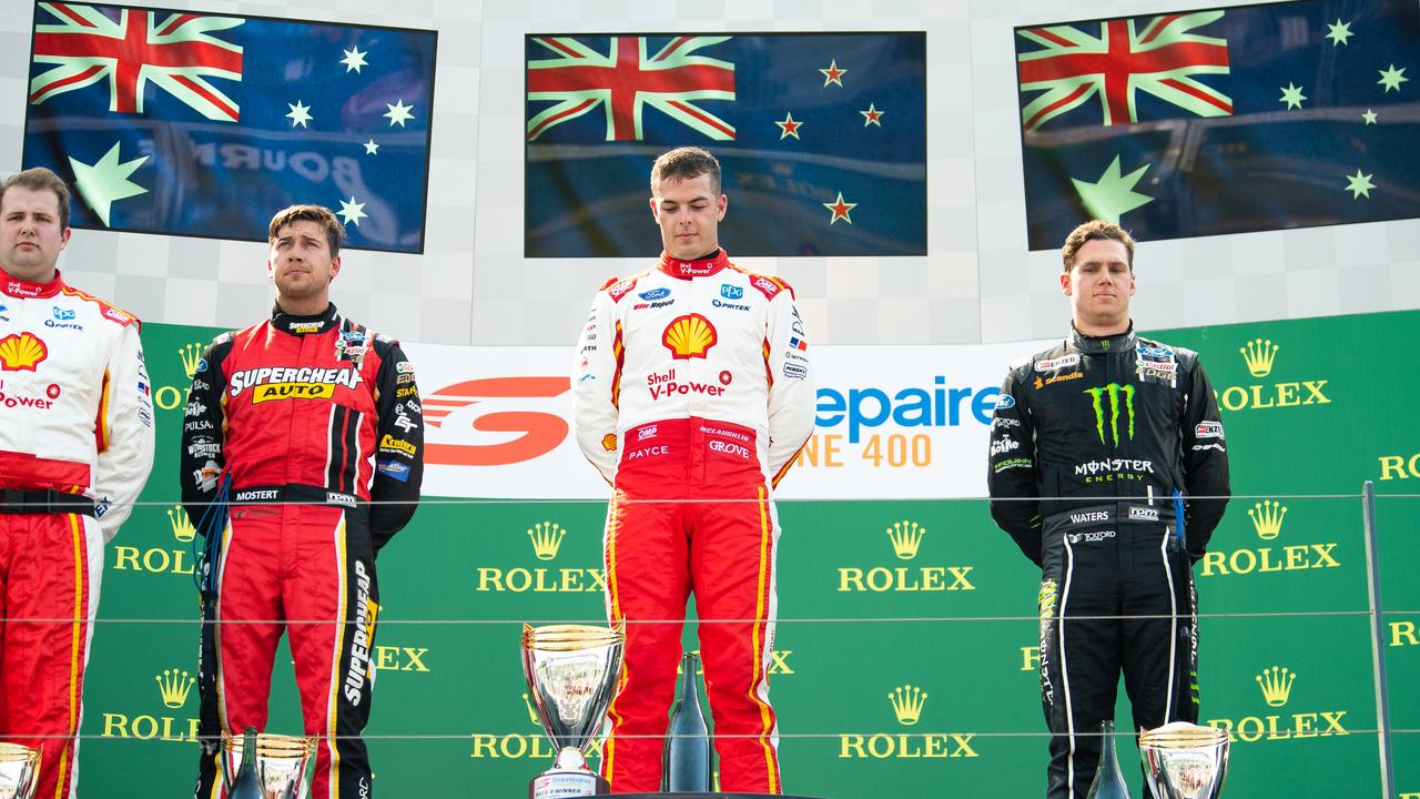Scott McLaughlin has continued his perfect start to the Supercars championship, guiding his Ford Mustang to a comfortable win in the second race of the Australian Grand Prix in Melbourne. 