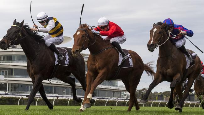 Ayrton (right) ran third in last Saturday’s The Sofitel at Flemington. Picture: Getty Images