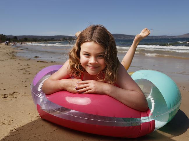 Ruby Proposch 9 of Hobart at Bellerive Beach enjoying the Summer weather.  Picture: Nikki Davis-Jones