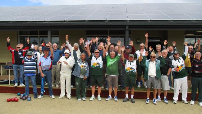 GRINS ON THE GREEN: The men of the Lennox Head Bowls Club were very happy to be back on the greens after the pandemic lock-down back in July 2020.