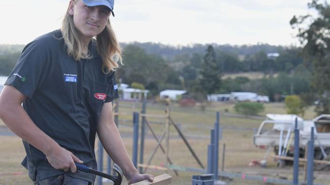 Daniel Sorrensen hard at work on an Oakvale Homes job site. Picture: Shane Zahner