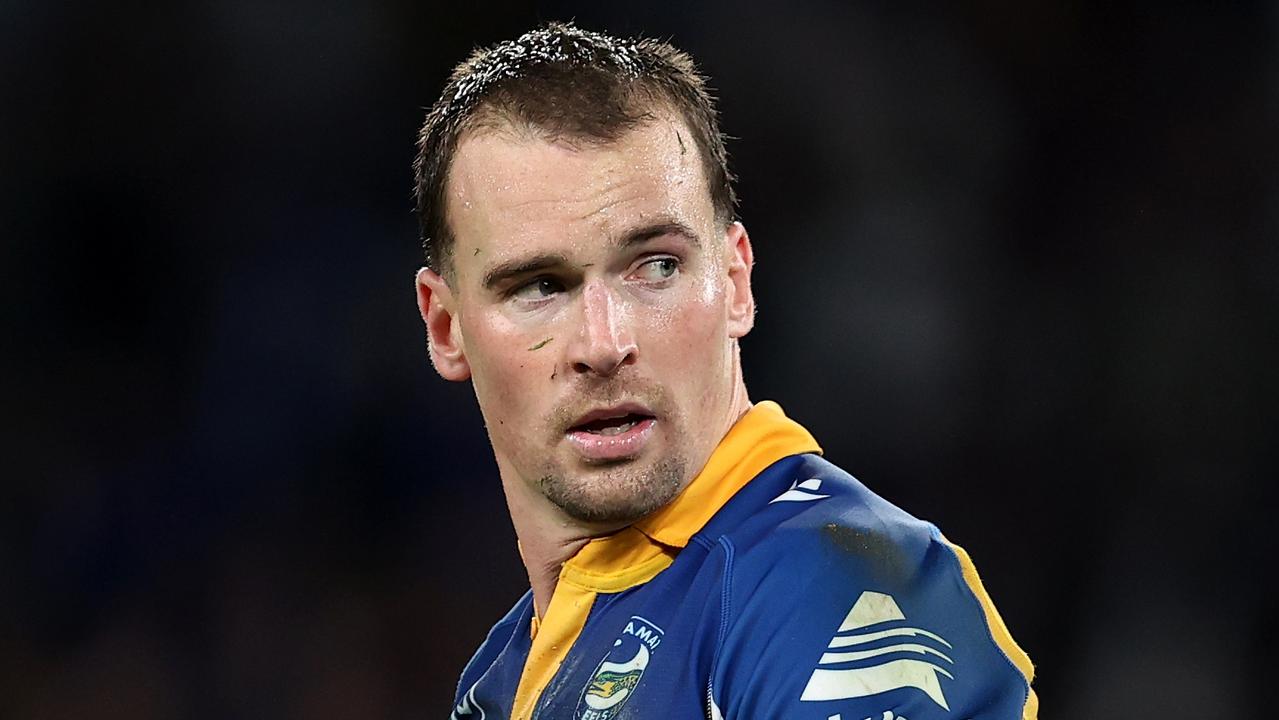 Clint Gutherson of the Eels reacts at full-time during the round 14 NRL match between Canterbury Bulldogs and Parramatta Eels at Accor Stadium, on June 10, 2024, in Sydney, Australia. (Photo by Brendon Thorne/Getty Images)