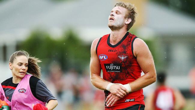 Michael Hurley injured his wrist during Essendon’s intra-club. Pictue: Getty