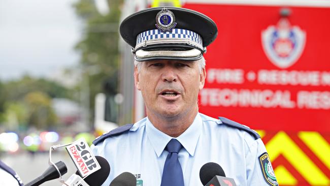 NSW Police Superintendent Andrew Holland addresses the media. Picture: Adam Yip