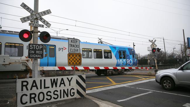 On the Upfield line the government has chosen the Sky Rail option, lifting the tracks from Gaffney St and over Bell St. Picture: George Salpigtidis