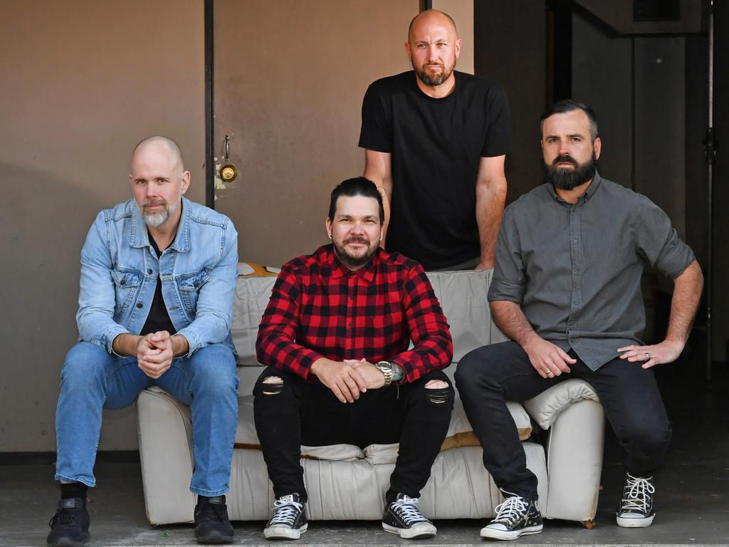 Glenn Esmond, Clint Boge, Kurt Goedhart and Ben Hall Brisbane alternative metal band The Butterfly Effect. Picture: NCA NewsWire / John Gass