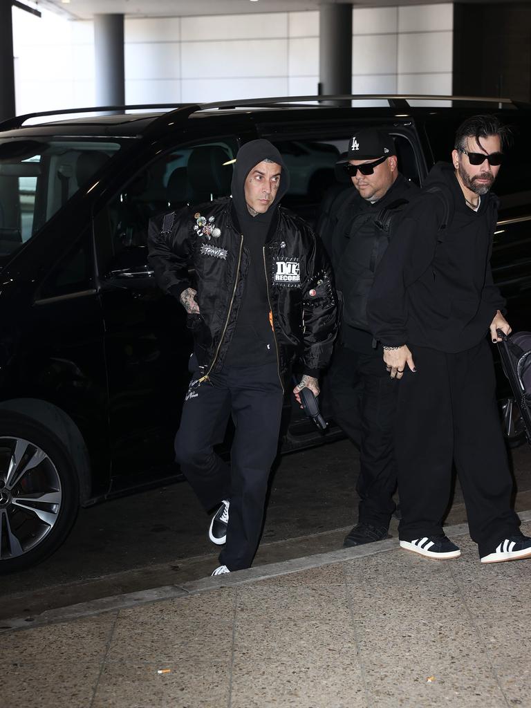 Barker arrives at Sydney airport. Picture: Matrix Pictures