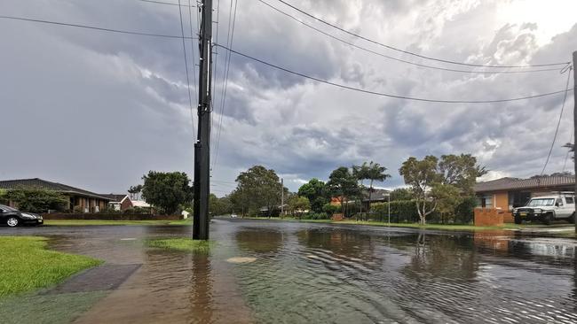 Flooding in Toormina following a heavy downpour yesterday evening. Photo: Tarryn Agst