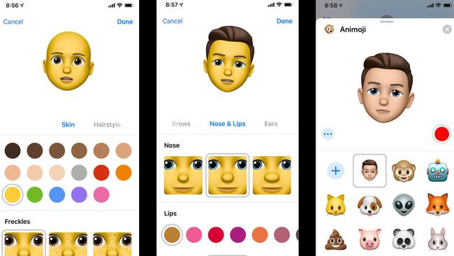 You can still turn yourself into a unicorn with Apple’s Animoji, but the new Memoji feature lets you create a cartoon mask in your own likeness. Picture: David Pierce/WSJ