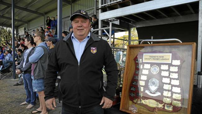 Group 2 president Warren Gilkinson with the trophy at the Group 2 rugby league grand final at the Frank McGuren Park Grafton on Sunday 24th August 2014 Photo Debrah Novak / The Daily Examiner. Picture: Debrah Novak