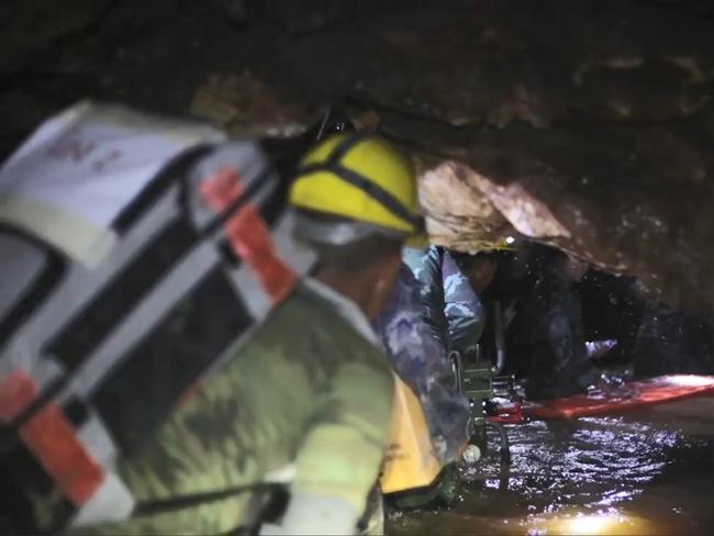 The rescue operation at Tham Luang cave in Khun Nam Nang Non Forest Park. Picture: Thai Navy SEALS / Facebook