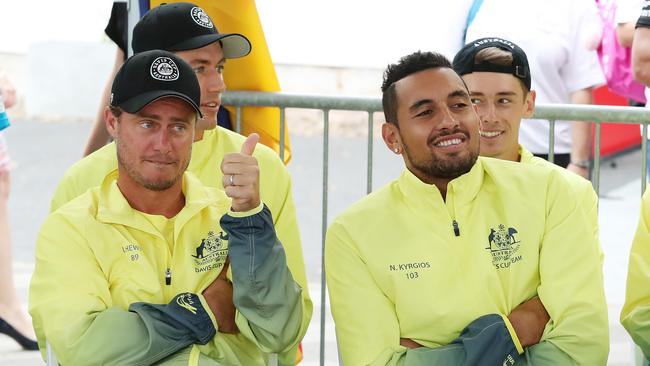 Lleyton Hewitt has praised Nick Kyrgios ahead of Australia’s Davis Cup tie. Picture: Liam Kidston