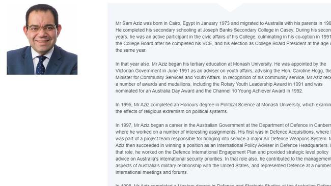 Sam Aziz’s profile on Bloom Business School's website.