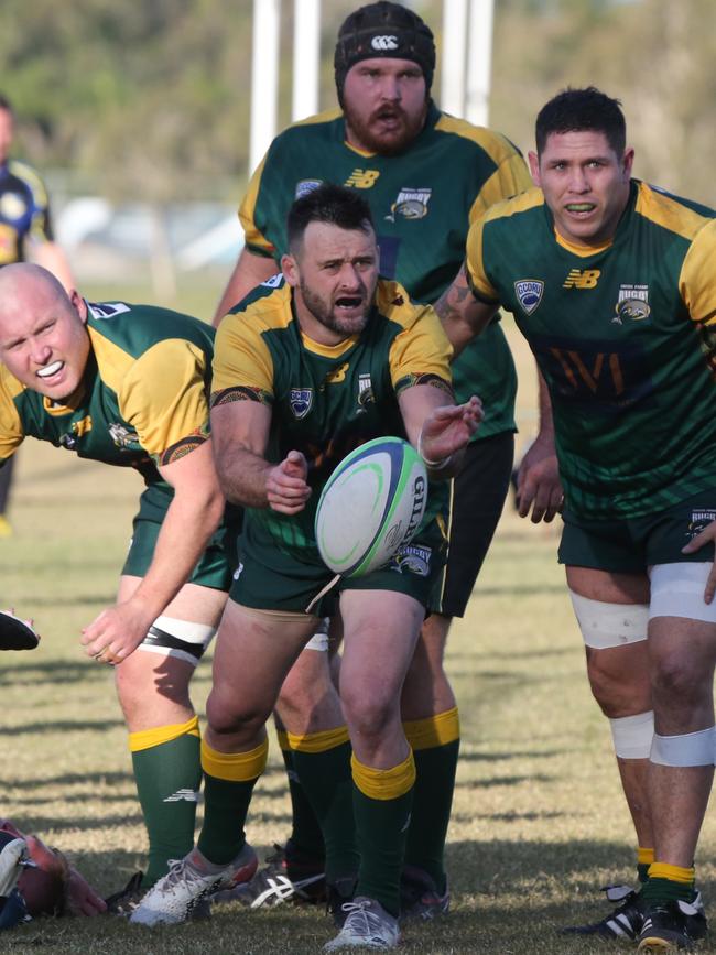 Round 16 Gold Coast District Rugby Union first grade game between Surfers Dolphins and Nerang Bulls. Nerang Player No Surfers Player No 9 Dan McGaveston Pic Mike Batterham