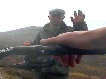 Mountain bikers have had an unexpected encounter with a solo King Charles at Balmoral. Picture: YouTube