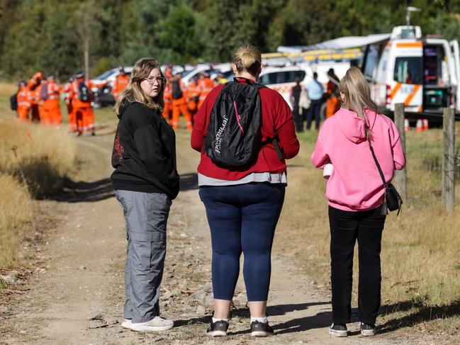 Friends of Ms Murphy on site with SES volunteers near Buninyong. Picture: an Currie