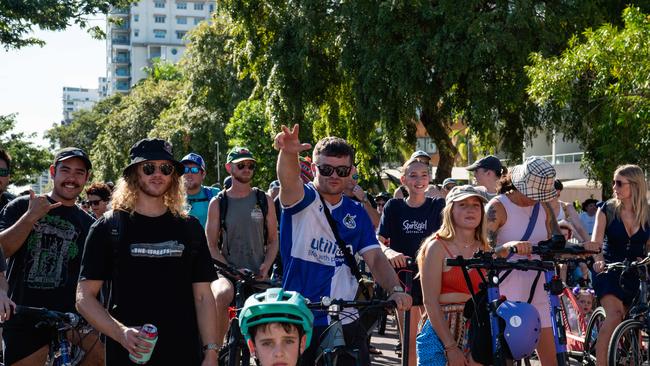 DJ on the Bike Dom Whiting hit the streets of Darwin for the first time. Picture: Pema Tamang Pakhrin