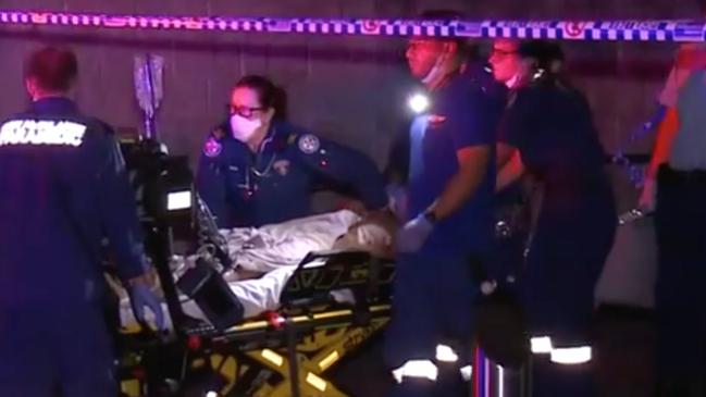 The scene after a knifeman was fatally shot by police. Picture: Channel 7