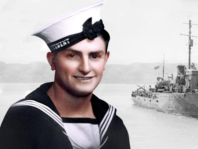 A colourised picture of posthumous VC recipient Edward “Teddy” Sheean, who was killed in action aboard the HMAS Armidale. Picture: Supplied