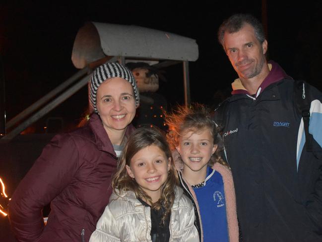 Kim, Zoe, Kaylee, and Tony Klein having a fun family night out at the 2021 Killarney Bonfire Night.