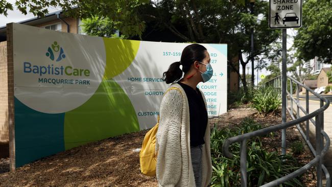 The Macquarie Park aged care facility remains in isolation, according to a NSW Health statement. Jane Dempster/The Australian.