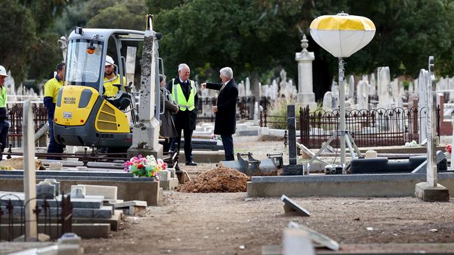 The Exhumation of The Somerton Man at West Terrace Cemetery, Adelaide. Picture: NCA NewsWire / Kelly Barnes