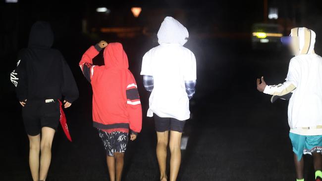 HOLD COURIER MAIL EMBARGO 25TH FEB  A goup of youth roaming the street at 12:30am, youth crime in Mount Isa. Picture: Liam Kidston