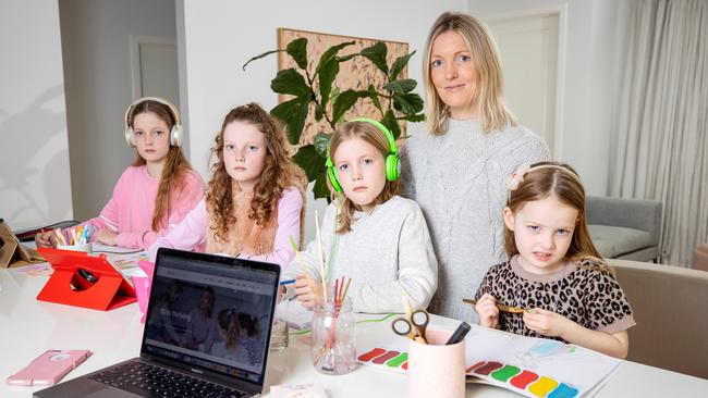 The girls have been doing remote learning during Victoria’s fifth lockdown. Picture: Mark Stewart