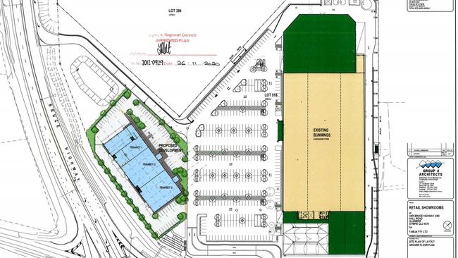 The development on the western part of the block was approved as part of the Bunnings application in 2012.