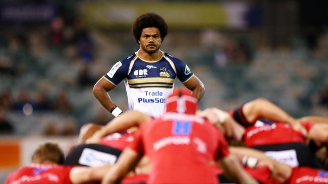 Henry Speight of the Brumbies watches on at GIO Stadium.
