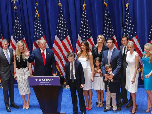 Donald Trump with his family after he announced that he will run for the 2016 presidential elections. Picture: AFP/ KENA BETANCUR