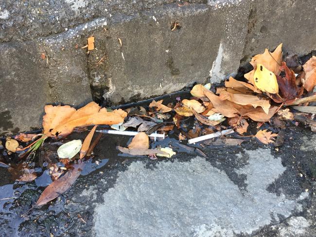 Discarded syringes and other drug litter on the streets of Abbotsford near Victoria St. Picture: Supplied