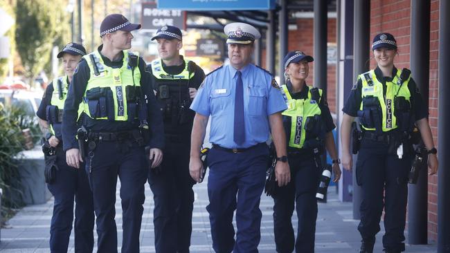 Tasmania Police is stepping up its focus on reducing anti-social behaviour and retail crime in the Glenorchy municipality, launching Taskforce Respect, a new community campaign involving high visibility patrols in the CBD and shopping areas. Picture: Nikki Davis-Jones