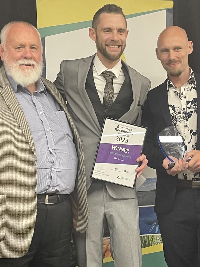 Zak Menhennett and Ben Crean from Growth Gyms were presented with the award for Outstanding Growth by Councillor Bill Trevor.