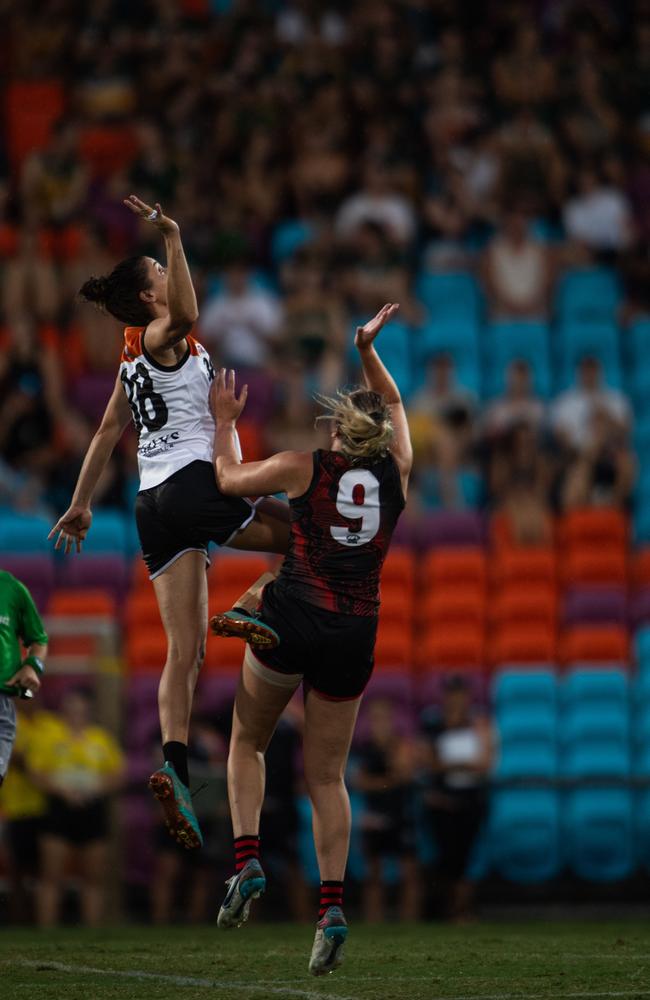 Jasmyn Hewett as the NTFL Buffaloes' women side beat the Essendon Bombers. Picture: Pema Tamang Pakhrin