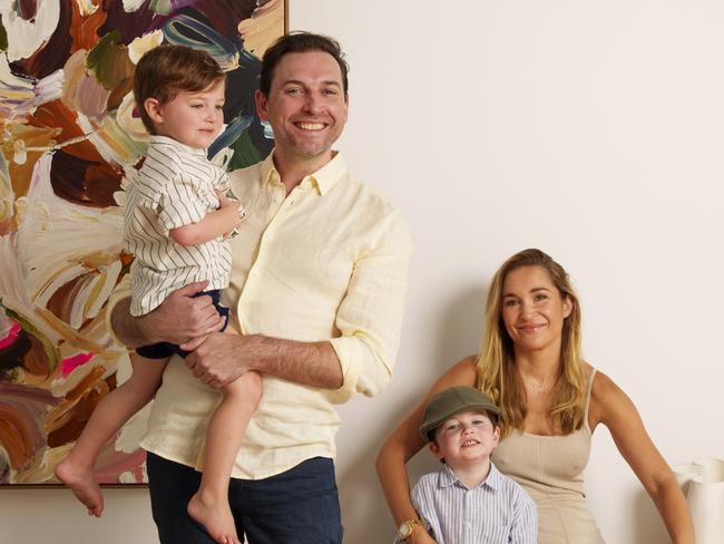 REAL ESTATE: Adam Graham with his family at their home in New Farm. Photo: Jeff Camden.