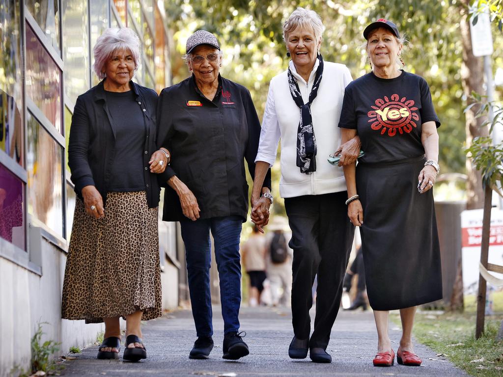 Indigenous elders Margret Campbell, Beryl Van Oploo, Millie Ingram and Norma Ingram cast their votes in Redfern, NSW Picture: Sam Ruttyn