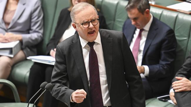 The Prime Minister called on voters to reject the Coalition’s mooted nuclear energy policy. Picture: NewsWire / Martin Ollman