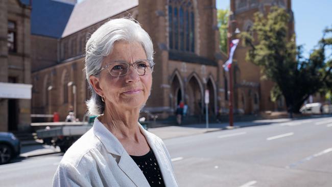 Sue Carlyon at St David’s Cathedral in Hobart. Picture: Peter Mathew