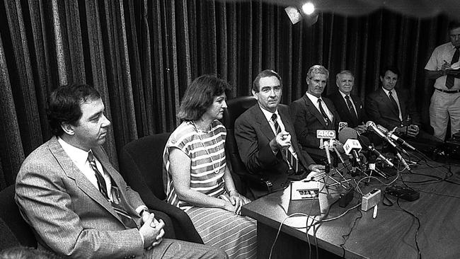 Rob Borbidge (far left) was appointed to cabinet by new premier Mike Ahern. Picture by Barry Pascoe.